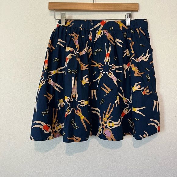 Modcloth Synchronize Swimming Blue A-Line Flared Mini Skirt Women's Size XL - Picture 4 of 5